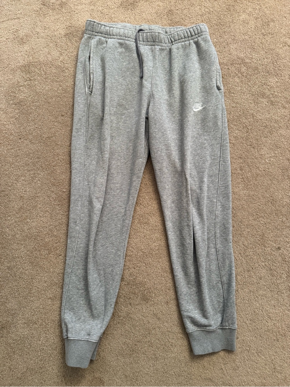 Nike Men’s Light Gray Fleece Joggers Size M